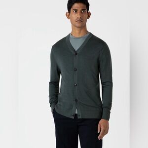 Sunspel Extra-Fine Merino Cardigan in Gray